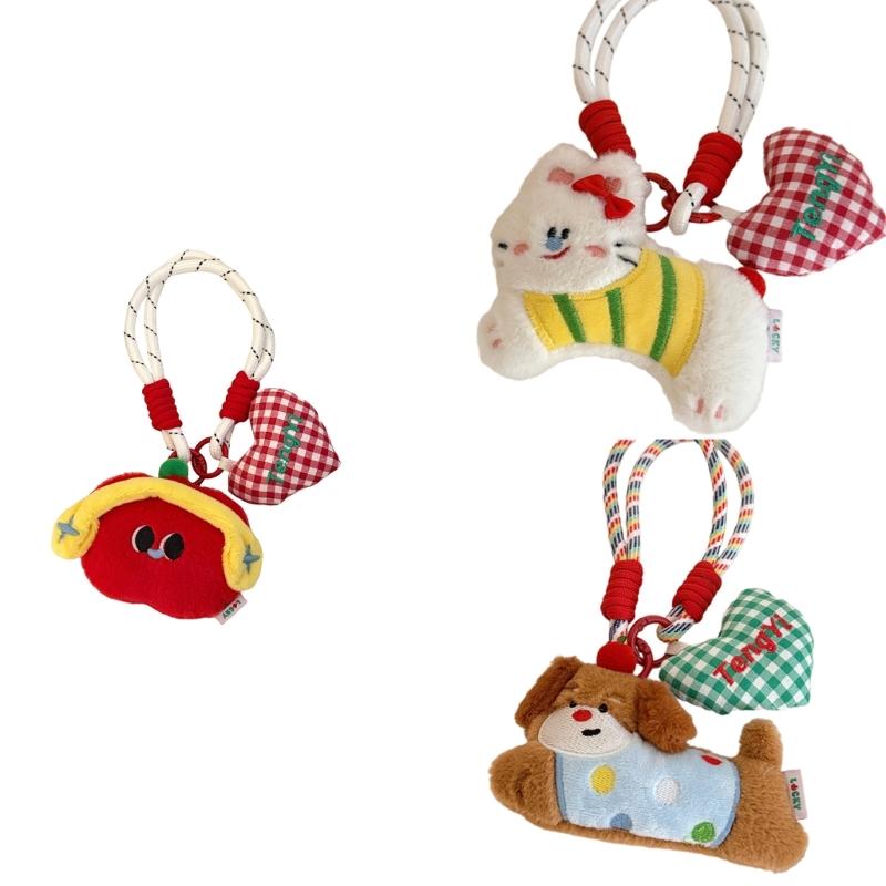 Plush Rabbit Dog Keychain Cartoon Puppy Pendant Bag Charm Lightweight Portable Accessory For Women Girls