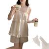 2026 Summer Women's Pajama Set: Princess Style Cloud Cotton Camisole with Built-in Bra