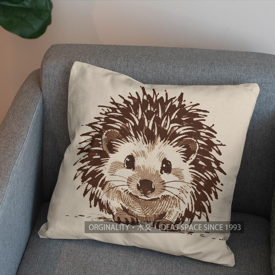 2D Cute Hedgehog Design Throw Pillow For Home Pattern Cushion Cover Suitable For Sofa Bedroom Car Pillow Cover
