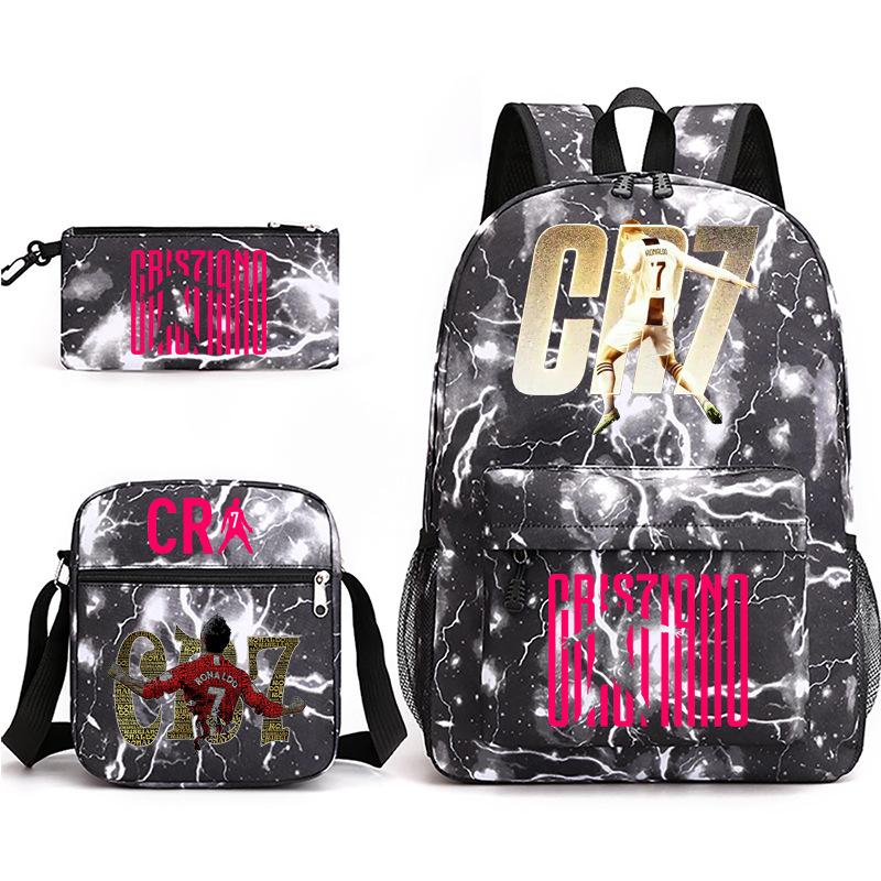 2023C Luo Surrounding Character Printed Backpack Three-piece Student School Bag + Shoulder Bag + Pencil Case Set