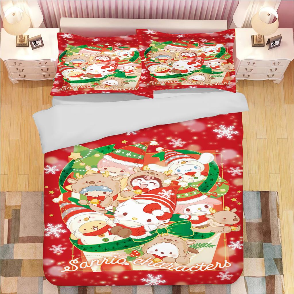 Sanrio Series Kuromi Duvet Bedding Set for Children King Size Luxury Cover 100% Polyester 3-Piece Christmas Gifts Home Decor