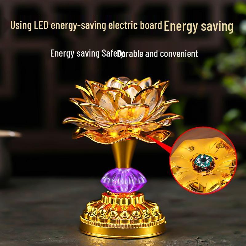 Lotus LED Seven-Color Guanyin Offering Lamp - Plug-in Everlasting Bodhisattva Light for Home