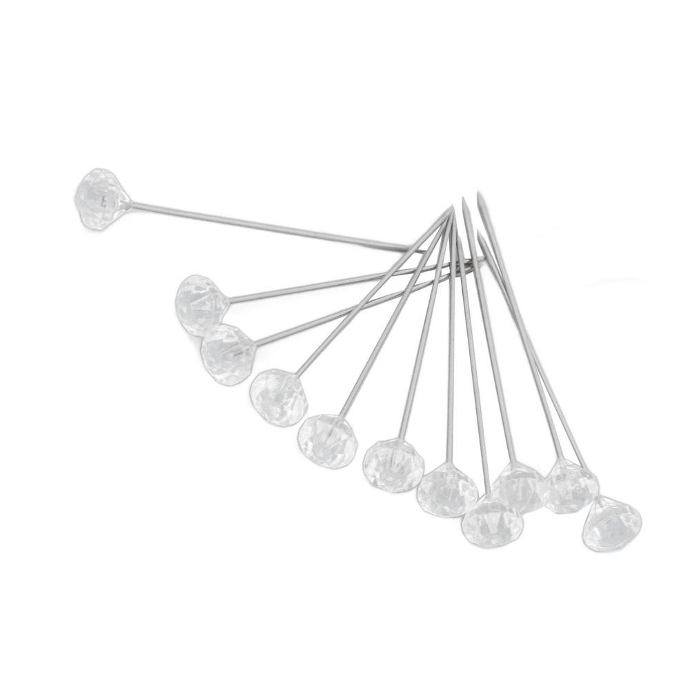 300Pcs Clear Crystal Rhinestone Head Pins Straight Shank Floral Wedding Pins Bouquet Decoration