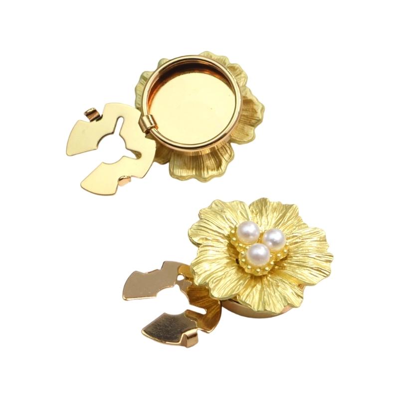 X6HE 2pcs Women's Shirt Button Cover, Floral Cufflinks With Sparkling Diamonds, Gold and Silver Cufflinks Shirt Button Cover