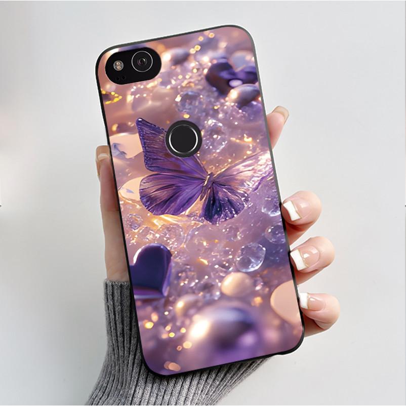 Für Google Pixel 2 Hülle Weicher Schwarzer Silikon-Stoßfänger Schmetterling Handyhülle für Googe Pixel2 2XL Pixel2XL 2 XL Hüllen Fundas Coque