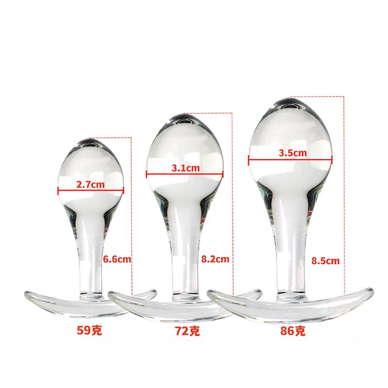 3pcs Small Anal Plug Smooth Glass Butt Plug Beginner Women Sex Toys Pink Glass Anal Plug Anchor/ Base Choose Prostate Massage
