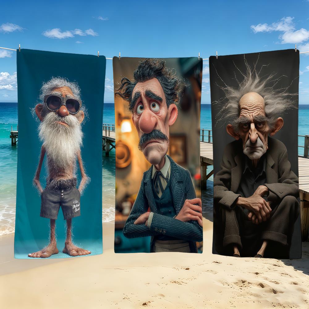 Jmg Household Supplies Cartoon Towel Old For Outdoor Camping Beach Towel Man Super Funny Absorbent Quick-Drying Summer Towel
