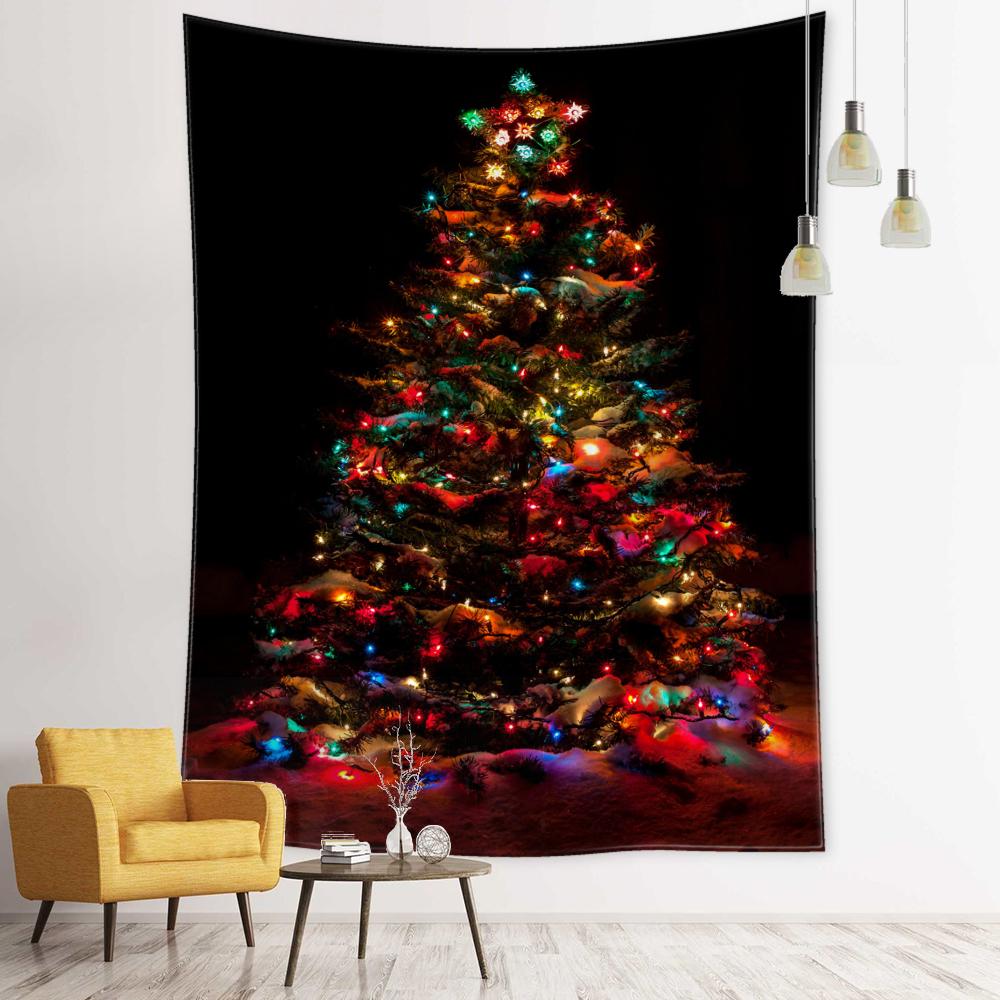 

Красочные рождественские елки гобелен настенный гобелен хиппи гобелены колдовство абстрактное искусство эстетика комната праздничный домашний декор 95x70CM