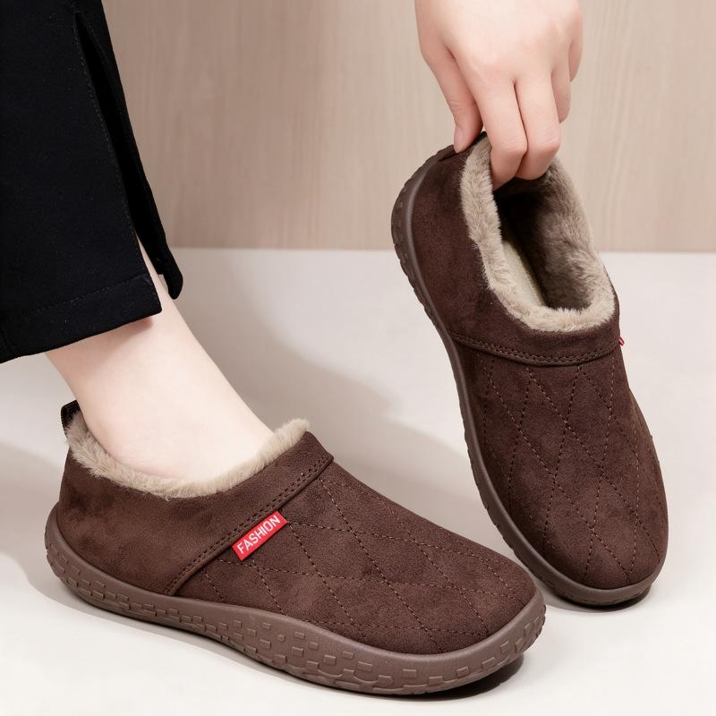 Simple Women's Warm Foot Cover Shoes, Low Heel, Cotton Shoes, Anti-slip Shoes