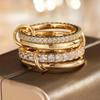 Xiaomi Huitan Luxury 4pcs/set Ring for Women Linked Design Fashion Party Inlaid Shiny CZ Wedding Accessories Royal Gorgeous Jewelry
