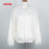 Women's Long Haired Faux Fur Coat White Open Front Jacket Warm Winter Outerwear