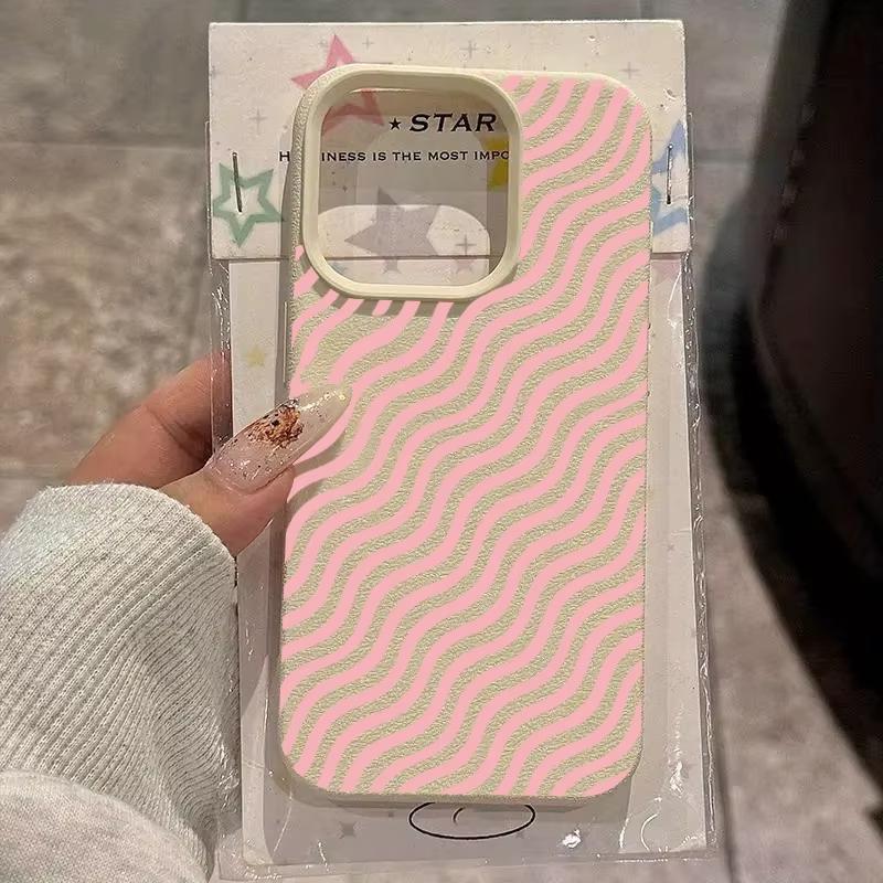 Pink Wavy Pattern Phone Case For iPhone 17 Pro Max 16 15 14 13 12 11 Pro 14 15 Plus 17 Air Shockproof Silicone Soft Cover