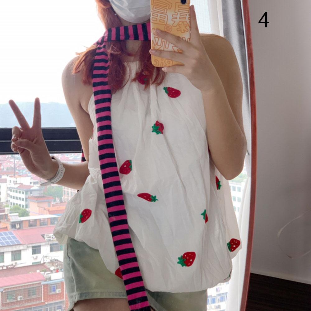 Harajuku Punk Retro Long Thin Narrow Strip Neckscarf Fashion Grey Red Black Striped Knitted Scarf Winter Warm Casual Streetwear