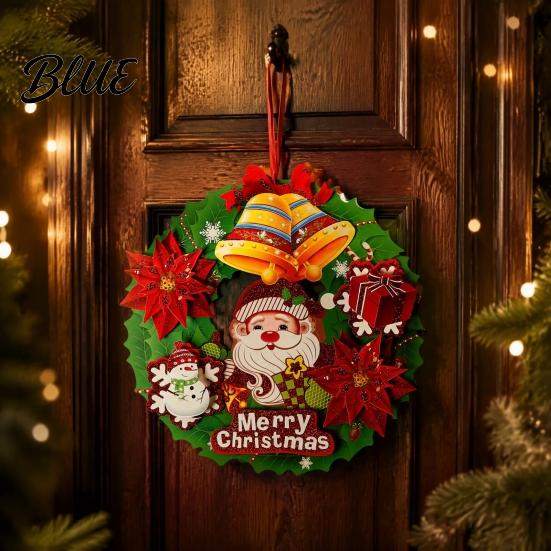 Seasonal Home Decor Christmas 3D Wreath Pendant with Hanging Rope Cartoon Garland Ornaments Snowman Door Ornaments Lightweight Paper for Holiday