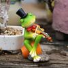 Small Plant Pot Decor Micro Landscape Ornament, Mini Frog Violin Playing Statue, Durable Resin Elegant Art Waterproof Hand-Painted Figurines,
