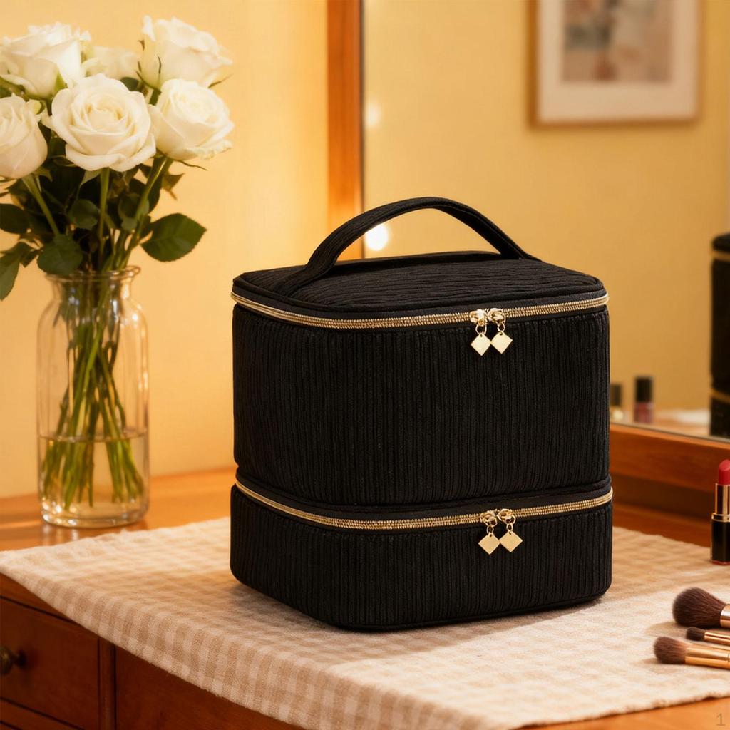 Nail Polish Storage Bag Carrying Case Dustproof Large with Handle Organizer Box for Lipstick Perfume