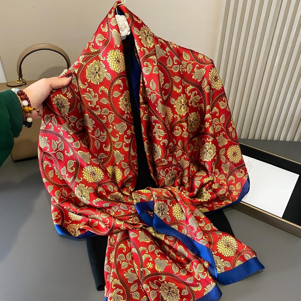 180*90cm Fashion Luxury Brand Scarf Women Shawl  Wrap Spring Muffler Hijab Bufanda Foulard Female Bandana Beach Stoles  Silk