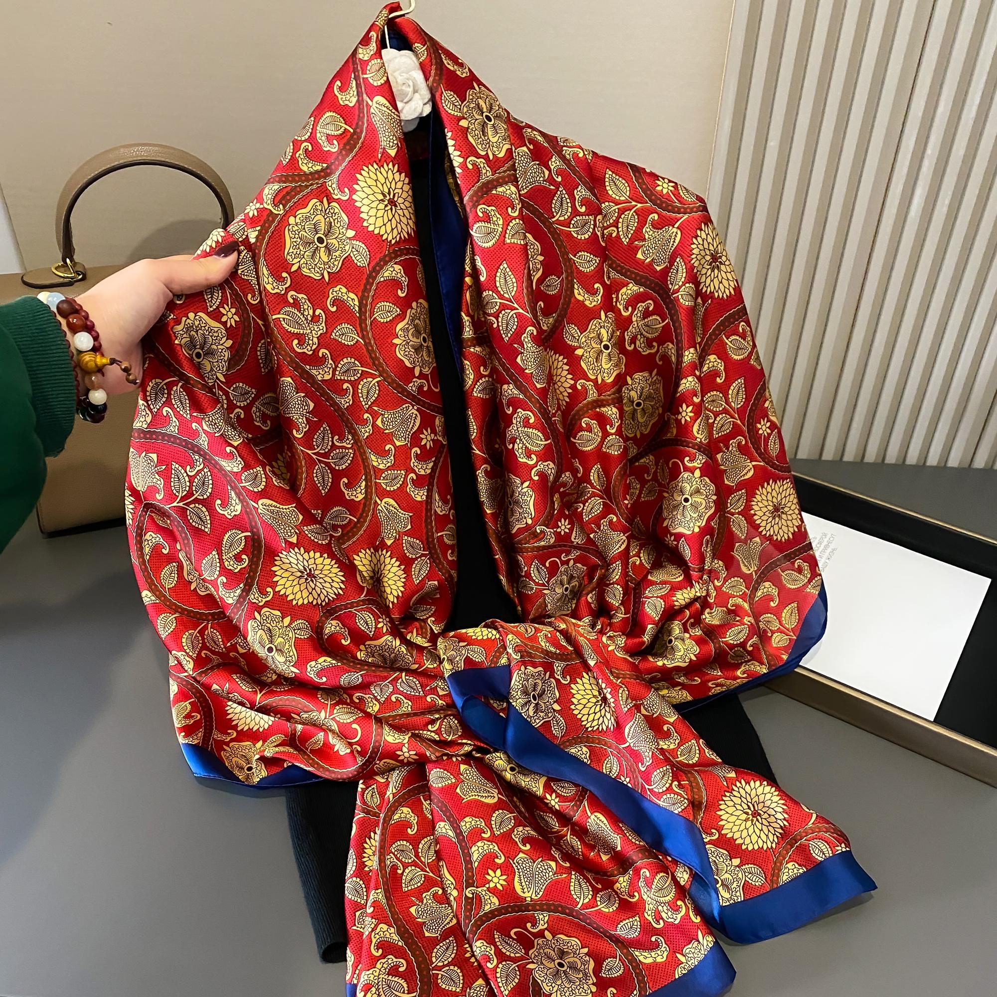 

180*90Cm Women Scarf Summer Silk Shawl Lady Wrap Soft Female Echarpe Designer Beach Stole Bandanna Foulard Muffler 180X90cm