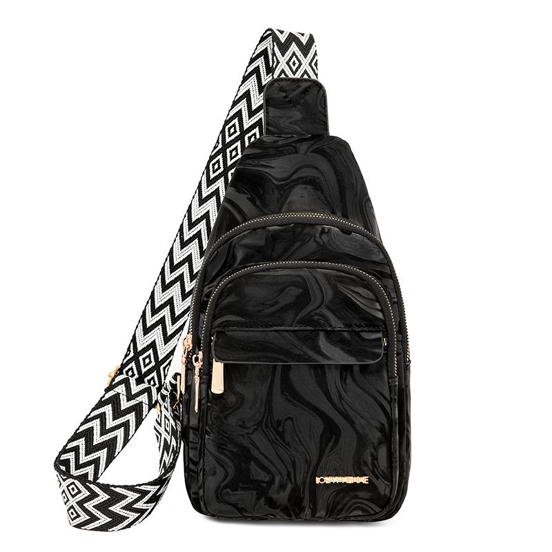 

Нагрудная сумка женская легкая многосекционная сумка через плечо винтажная сумка на плечо чёрный