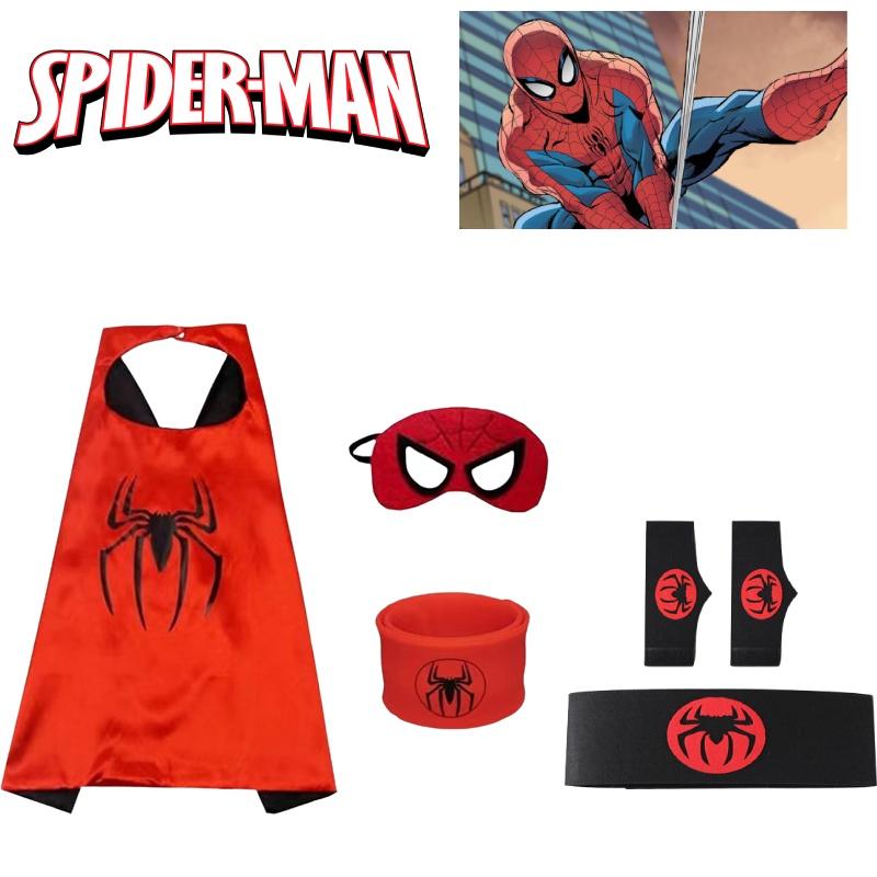 Spider-man Heldenumhang und Maske Halloween Cartoon Anime Launcher Handschuh Uhr Set
