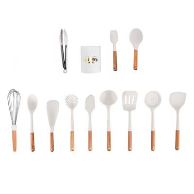 12 Parça Silikon Pişirme Gereci Seti Beyaz İskandinav Minimalist Stil Yapışmaz Mutfak Gereçleri Seti için