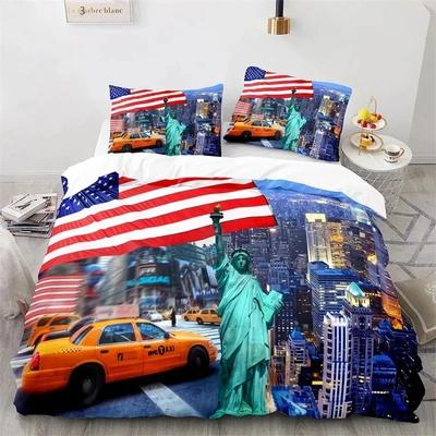 Housse de couette Statue de la Liberté King Size Ensemble de literie en microfibre de renommée mondiale New York Landmark Cityscape Housse de couette