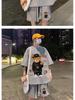 Hong Kong Style Men's Cartoon Short-Sleeve & Shorts Sports Casual Set