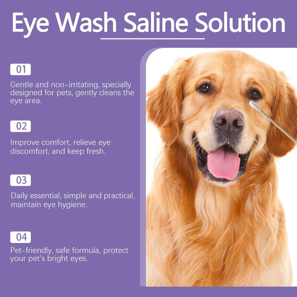 Yegbong Canine Saline Eye Cleaner for Dogs Tear Stain Cleaning & Soothing for Both Eyes External Use