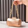 Borsa da Sera alla Moda Lusso PU Catena Spessa Portatile Pochette Borsa per Festa Nuziale Elegante Pochette Argento Lucido