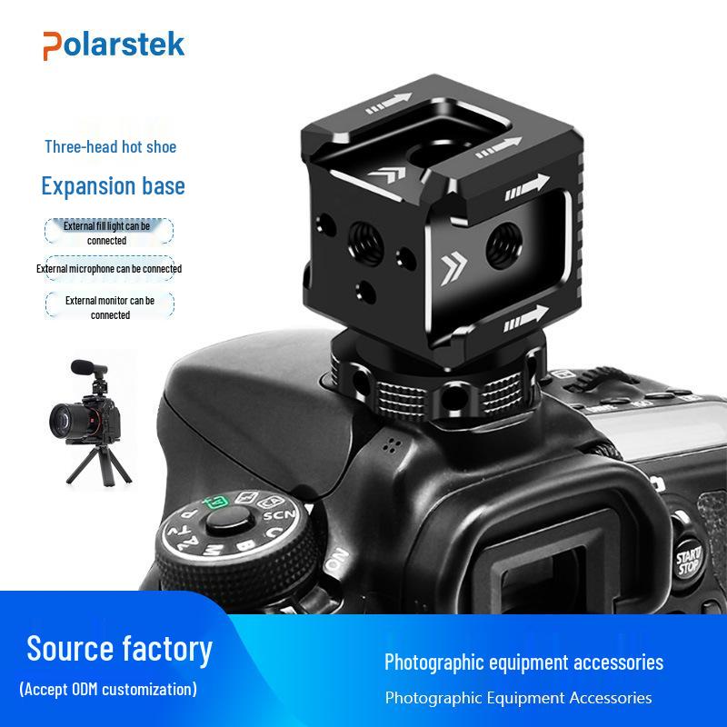 SLR Camera Triple Hot Shoe Metal Photography Bracket /