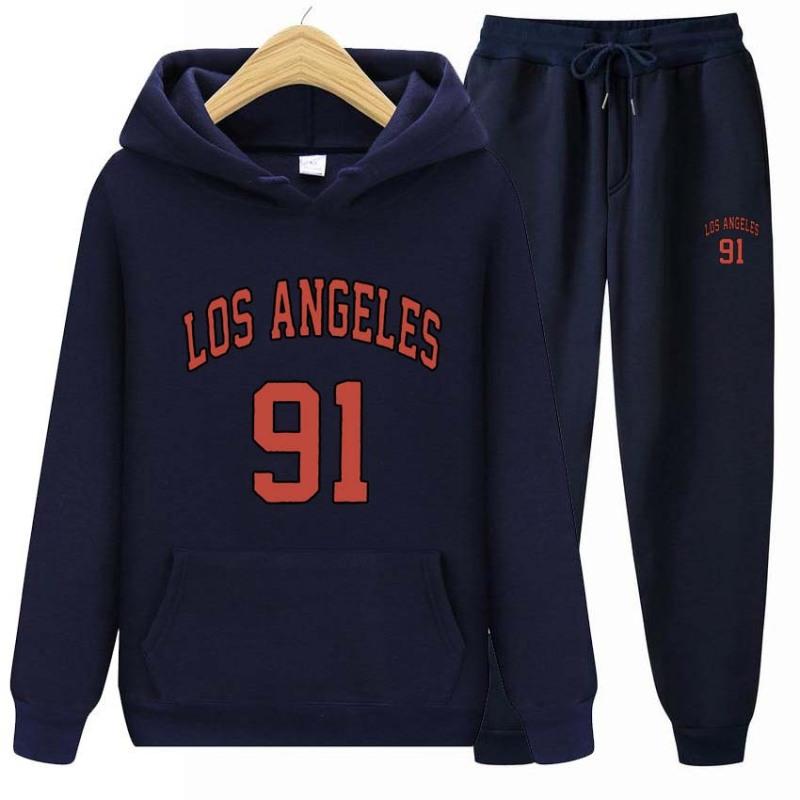 

Мужские спортивные костюмы, комплект весна-осень, Лос-Анджелес 91, толстовка с принтом, толстовка с длинными рукавами, брюки для бега, лоскутный костюм для фитнеса и бега XXXL