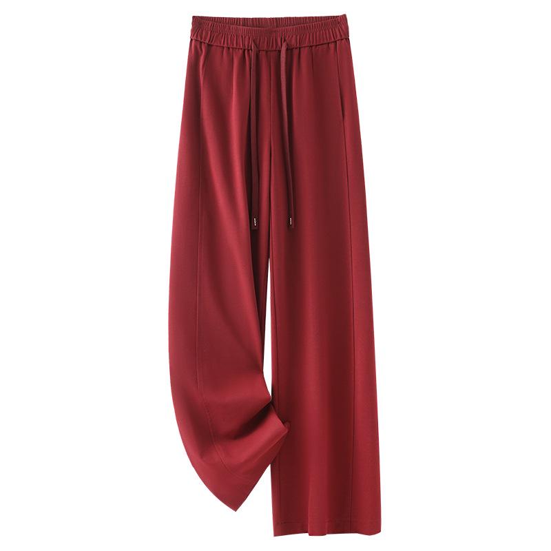 Women's High Waist Red Wide-Leg Sweatpants - Spring 2025 Collection