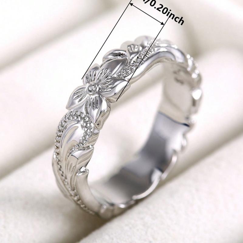 1 PC Elegant Flower Ring For Women For Valentine's Day Gift Wedding Engagement Anniversary Party Band Jewelry Valentines,Mom,Mother,Mother's Day,Gift