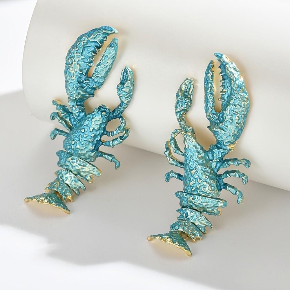 Large Size Lobster Earrings Metal Animal Drop Earrings Unique Crayfish Pendant Earrings Casual