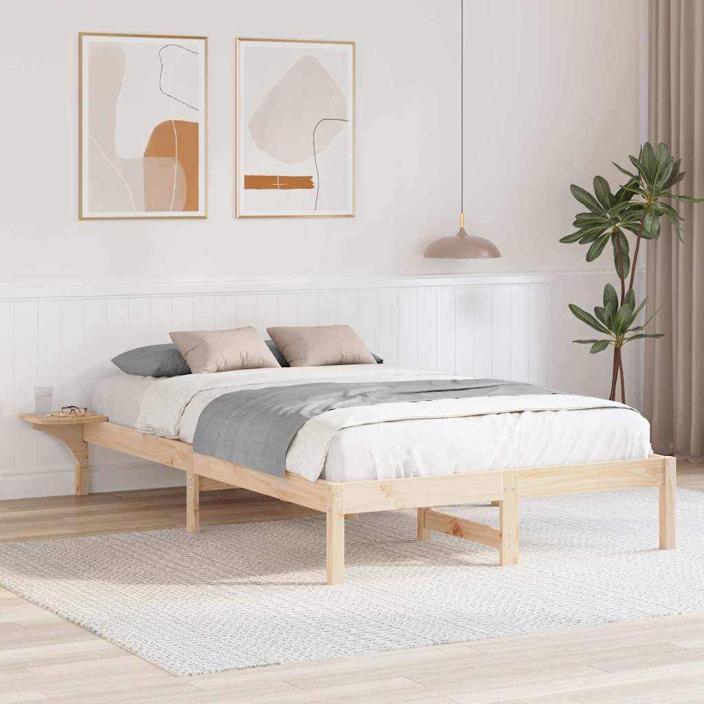 Bed Frame Natural 120 X 190 Cm Solid Pine Wood