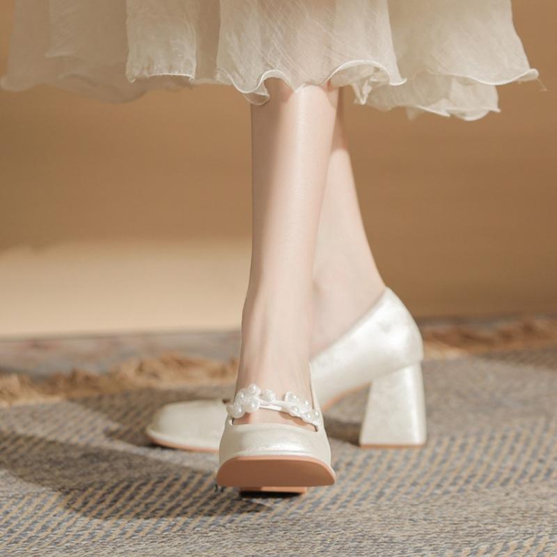 Mode 2025 Neue Französische Stilabsätze Markenschuhe Brautschuhe Mary Jane Sandalen Damen Süß Bequem Mode Braut Retro