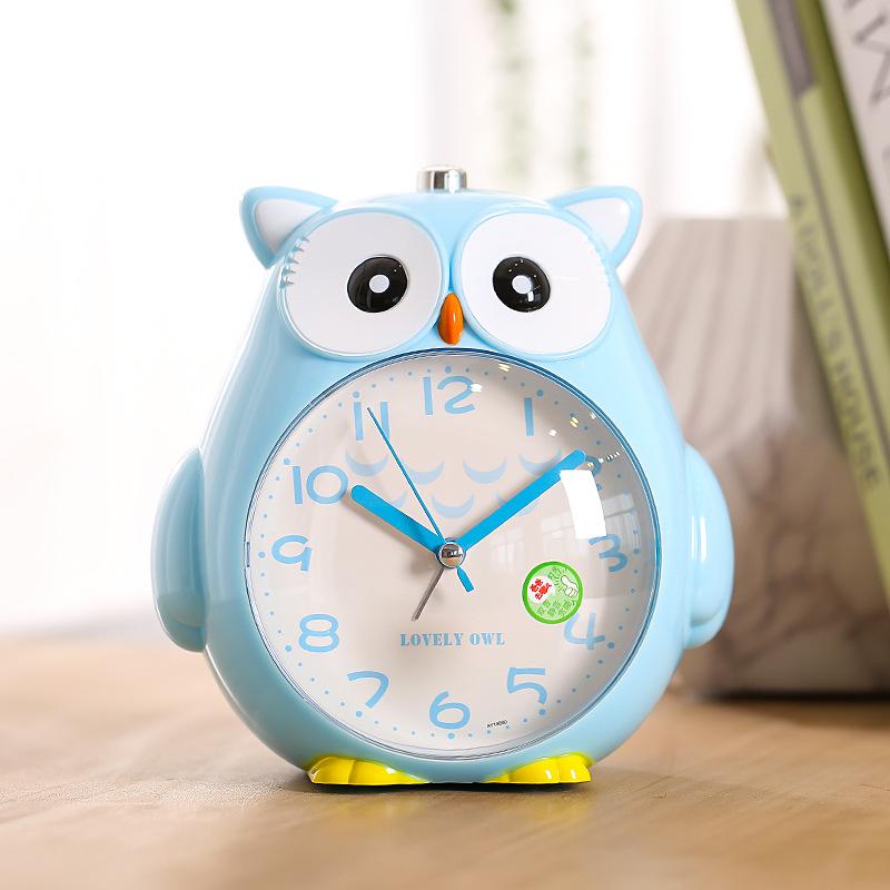 Cartoon Cute Owl Mute Desktop Alarm Clock Lovely Student Wake Up Table Alarm ClockWith Backlight For Kid Beedroom