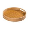ZISIZ Retro Bamboo Round Tea Tray with Handles