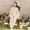 Cotton Gauze Kids Pajama Set Girls Long Sleeve Floral Print Sleepwear Comfortable Home Outfit