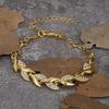 Delicado Pulsera de Cristal con Forma de Hoja Color Dorado Pulsera Ajustable para Mujer Para Uso Formal y Diario