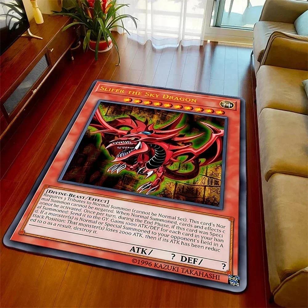 Yu-Gi-Oh Blauer Weißer Drache Anime Rutschfester Teppich Cartoon Bodenmatte für Wohnzimmer Schlafzimmer Dekorativer Bereichsteppich Perfektes Geschenk