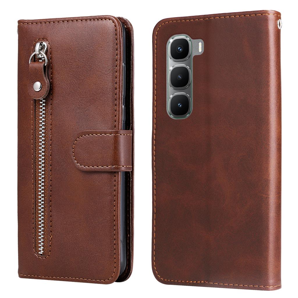 For Infinix Hot 60 Pro 4G PU Leather Cases with Zipper Pocket Wallet Phone Cover Stand