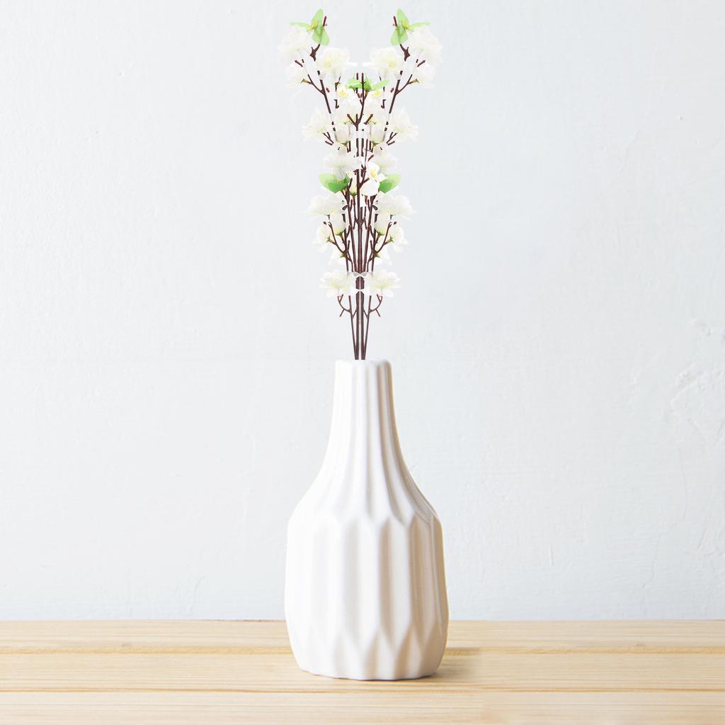 65cm White Artificial Peach Blossom Branches Fake Flower Stems for Home Decor