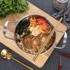1Pcs Stainless Steel Instant Noodle Pot, Two-Ear Golden Soup Pot for Lamian Seafood Small Soup Cooking