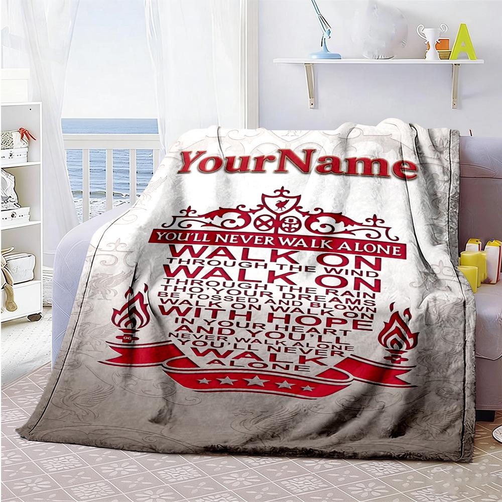 Liverpool Personalized Name Blanket Multi-purpose Customizable Blanket Soft & Cozy Versatile for Livingroom Bed Seaside Nap Four Seasons Universal
