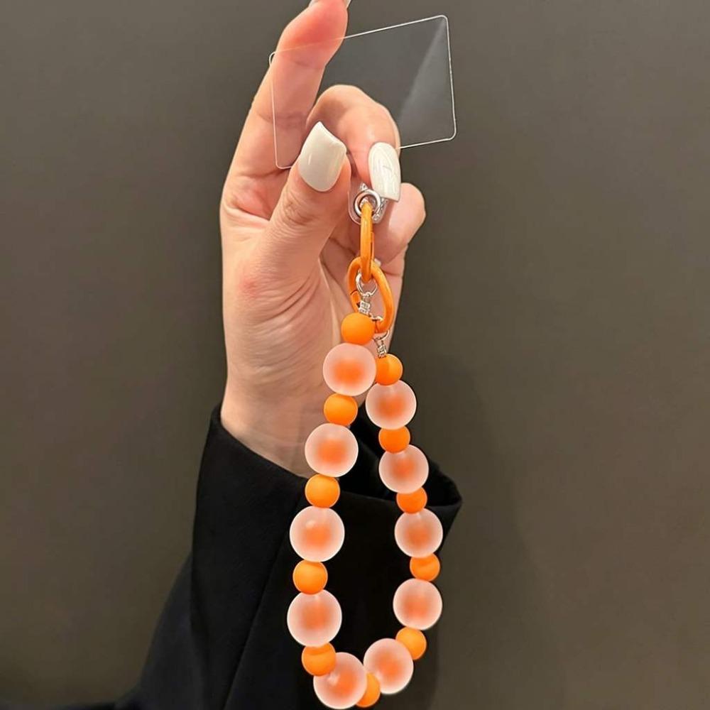 Frosted Skin-like Beaded Keychain Pendant Anti-lost Phone Charms  For Women Girls