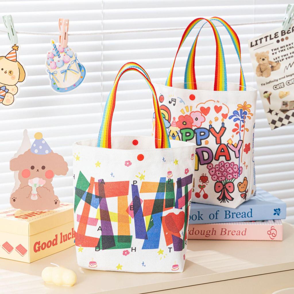 Cute Cartoon Canvas Tote - Mom & Child Style, Portable Kindergarten Bag, Multifunctional Storage, Customizable with Logo