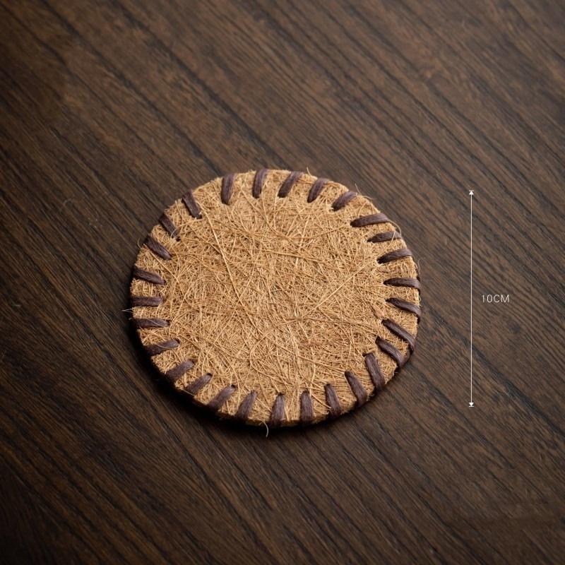 8/10/13/16cm Bristle Tea Coaster Covered Round Brown Teapot Mat Anti-scalding Coaster Warmer Mat Tea Ceremony Accessories