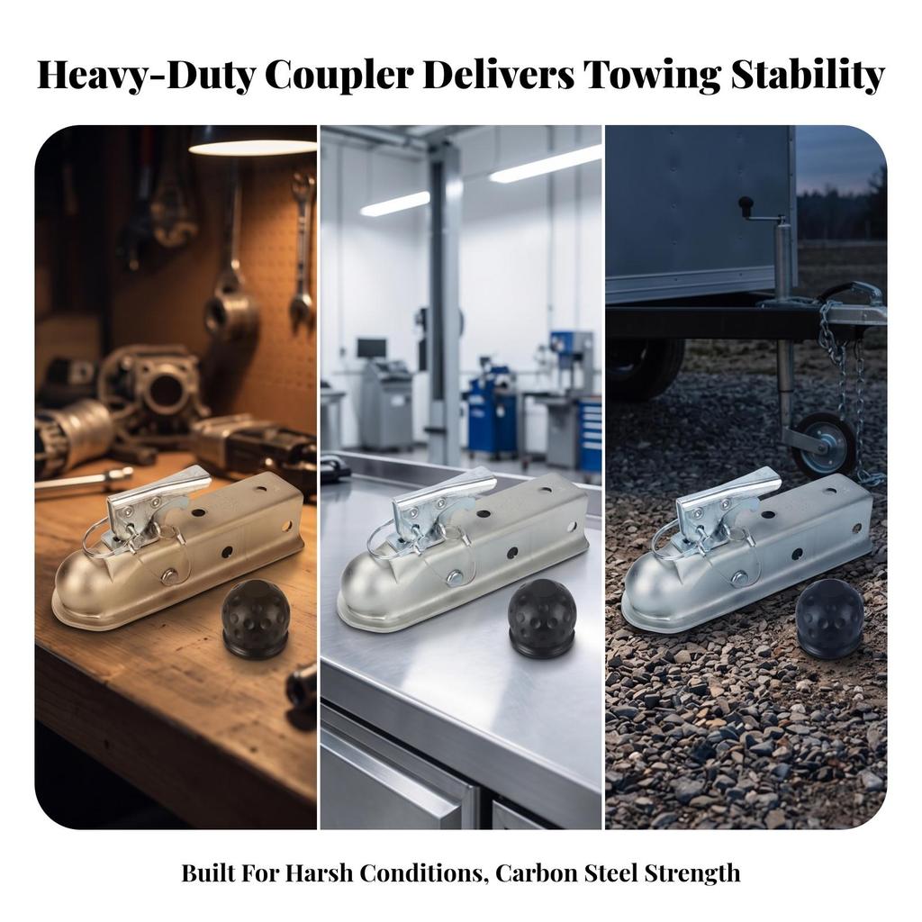 Trailer Coupler with Ball Cap Heavy-Duty Hardware Secure for Towing