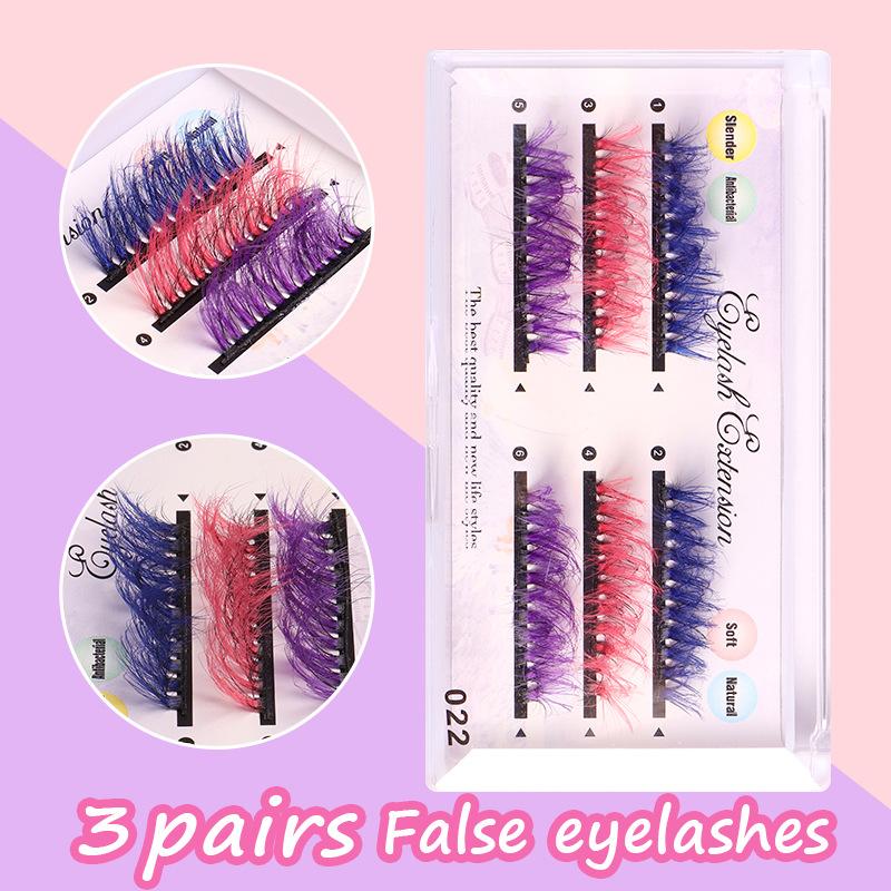 European And American Colored Mink Hair False Eyelashes Dense Row Dense Curl Messy Grafted Eyelashes